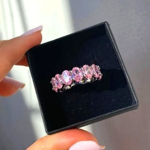 Silver Simulated Pink Diamond Engagement Eternity Band! WOW!! 💞🤍💞🤍💞🤍💞